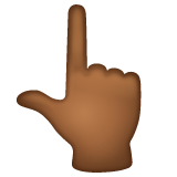 Whatsapp design of the backhand index pointing up: medium-dark skin tone emoji verson:2.23.2.72
