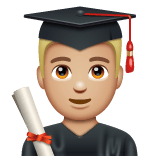 Whatsapp design of the man student: medium-light skin tone emoji verson:2.23.2.72