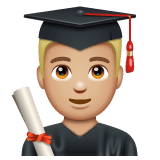 Whatsapp design of the man student: medium-light skin tone emoji verson:2.23.2.72