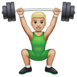 Whatsapp design of the man lifting weights: medium-light skin tone emoji verson:2.23.2.72
