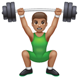 Whatsapp design of the man lifting weights: medium skin tone emoji verson:2.23.2.72