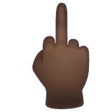 Whatsapp design of the middle finger: dark skin tone emoji verson:2.23.2.72