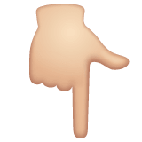 Whatsapp design of the backhand index pointing down: light skin tone emoji verson:2.23.2.72