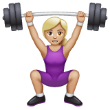 Whatsapp design of the woman lifting weights: medium-light skin tone emoji verson:2.23.2.72