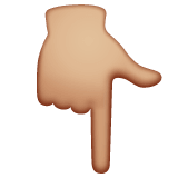 Whatsapp design of the backhand index pointing down: medium-light skin tone emoji verson:2.23.2.72
