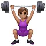Whatsapp design of the woman lifting weights: medium skin tone emoji verson:2.23.2.72