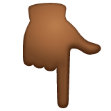 Whatsapp design of the backhand index pointing down: medium-dark skin tone emoji verson:2.23.2.72