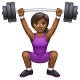 Whatsapp design of the woman lifting weights: medium-dark skin tone emoji verson:2.23.2.72