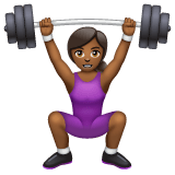 Whatsapp design of the woman lifting weights: medium-dark skin tone emoji verson:2.23.2.72