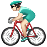Whatsapp design of the person biking: light skin tone emoji verson:2.23.2.72