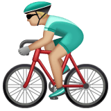 Whatsapp design of the person biking: medium-light skin tone emoji verson:2.23.2.72