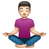 Whatsapp design of the man in lotus position: light skin tone emoji verson:2.23.2.72