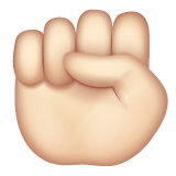 Whatsapp design of the raised fist: light skin tone emoji verson:2.23.2.72