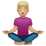 Whatsapp design of the man in lotus position: medium-light skin tone emoji verson:2.23.2.72