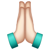 Whatsapp design of the folded hands: light skin tone emoji verson:2.23.2.72