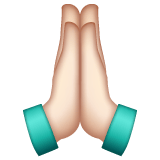 Whatsapp design of the folded hands: light skin tone emoji verson:2.23.2.72