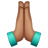 Whatsapp design of the folded hands: medium skin tone emoji verson:2.23.2.72