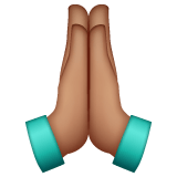 Whatsapp design of the folded hands: medium skin tone emoji verson:2.23.2.72