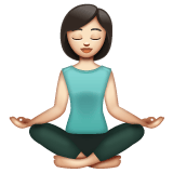 Whatsapp design of the woman in lotus position: light skin tone emoji verson:2.23.2.72