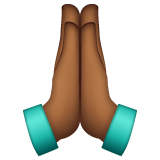 Whatsapp design of the folded hands: medium-dark skin tone emoji verson:2.23.2.72