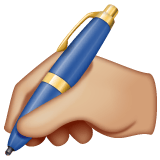 Whatsapp design of the writing hand: medium-light skin tone emoji verson:2.23.2.72