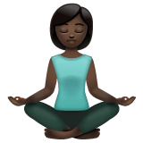 Whatsapp design of the woman in lotus position: dark skin tone emoji verson:2.23.2.72