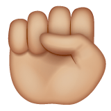 Whatsapp design of the raised fist: medium-light skin tone emoji verson:2.23.2.72
