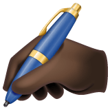 Whatsapp design of the writing hand: dark skin tone emoji verson:2.23.2.72