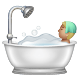 Whatsapp design of the person taking bath: medium-light skin tone emoji verson:2.23.2.72
