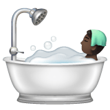Whatsapp design of the person taking bath: dark skin tone emoji verson:2.23.2.72
