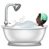 Whatsapp design of the person taking bath: dark skin tone emoji verson:2.23.2.72