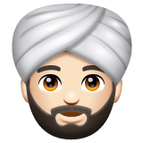 Whatsapp design of the man wearing turban: light skin tone emoji verson:2.23.2.72