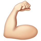 Whatsapp design of the flexed biceps: light skin tone emoji verson:2.23.2.72