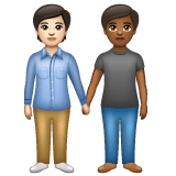 Whatsapp design of the people holding hands: light skin tone medium-dark skin tone emoji verson:2.23.2.72