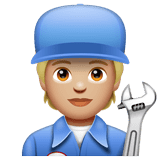 Whatsapp design of the mechanic: medium-light skin tone emoji verson:2.23.2.72