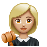 Whatsapp design of the woman judge: medium-light skin tone emoji verson:2.23.2.72