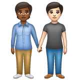 Whatsapp design of the people holding hands: medium-dark skin tone light skin tone emoji verson:2.23.2.72