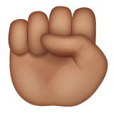 Whatsapp design of the raised fist: medium skin tone emoji verson:2.23.2.72
