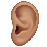 Whatsapp design of the ear: medium skin tone emoji verson:2.23.2.72