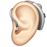 Whatsapp design of the ear with hearing aid: light skin tone emoji verson:2.23.2.72