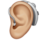 Whatsapp design of the ear with hearing aid: medium-light skin tone emoji verson:2.23.2.72