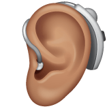 Whatsapp design of the ear with hearing aid: medium skin tone emoji verson:2.23.2.72