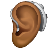 Whatsapp design of the ear with hearing aid: medium-dark skin tone emoji verson:2.23.2.72