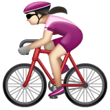 Whatsapp design of the woman biking: light skin tone emoji verson:2.23.2.72
