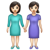 Whatsapp design of the women holding hands: light skin tone emoji verson:2.23.2.72