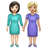 Whatsapp design of the women holding hands: light skin tone medium-light skin tone emoji verson:2.23.2.72