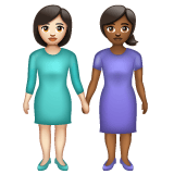 Whatsapp design of the women holding hands: light skin tone medium-dark skin tone emoji verson:2.23.2.72