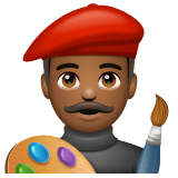 Whatsapp design of the man artist: medium-dark skin tone emoji verson:2.23.2.72
