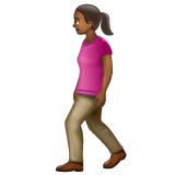 Whatsapp design of the woman walking: medium-dark skin tone emoji verson:2.23.2.72