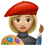 Whatsapp design of the woman artist: medium-light skin tone emoji verson:2.23.2.72